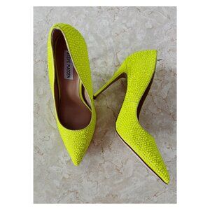 Steve Madden Sz 8.5 Daisie Citron Yellow Rhinestone Pumps Pointed Toe